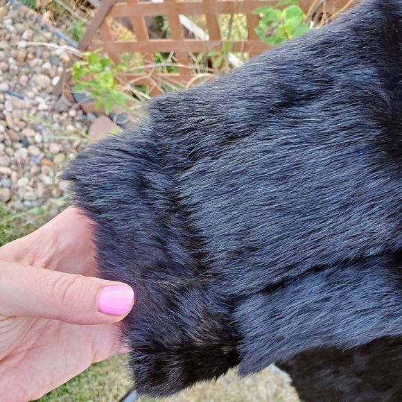 Somerset Furs Los Angeles Solid Black 100% Pure Rabbit Fur Coat Size Medium NWOT - Picture 5 of 16